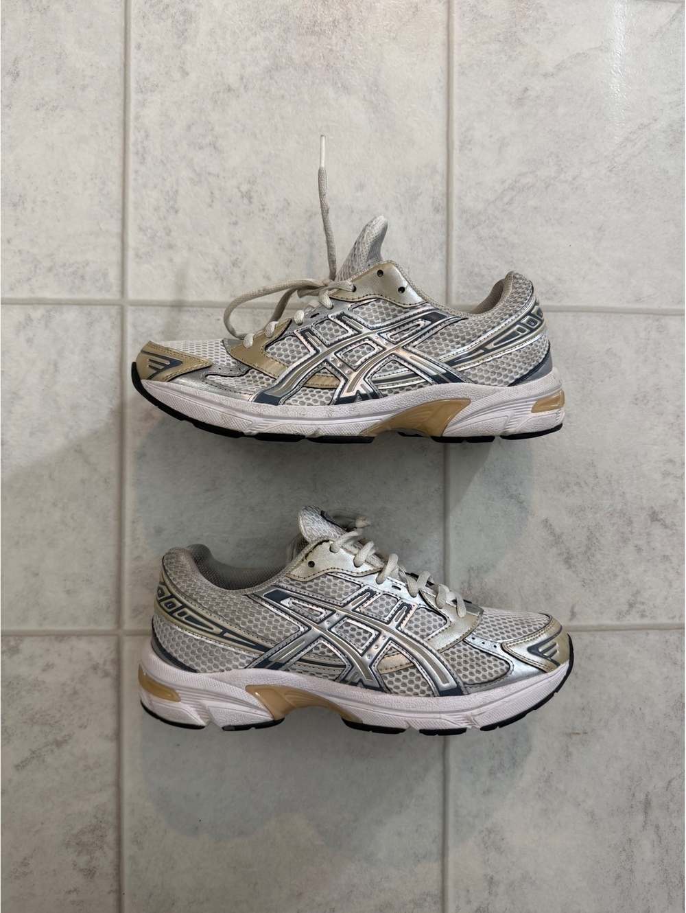 ASICS silver mesh running shoes